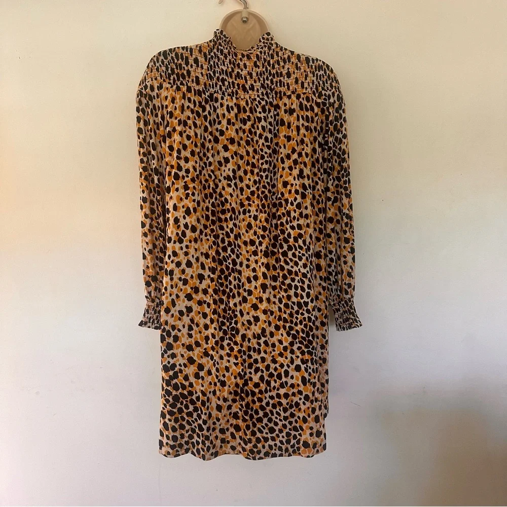 Ann Taylor Leopard Mock Turtleneck Long Sleeve Swing Dress XS extra small Petite - Picture 2 of 9